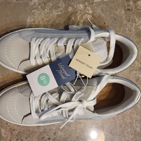 NWT taupe athletic shoes with silver accents - Picture 3 of 5